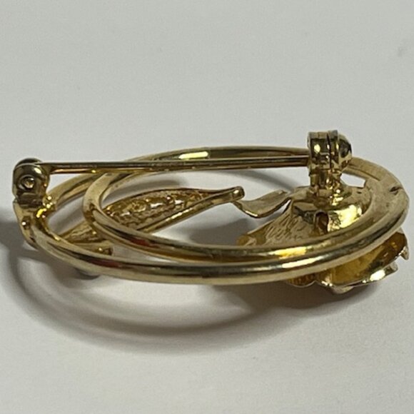 VTG Sarah Coventry "Promise" Gold Tone Circle Brooch Textured Mesh Rose 1.25" - Picture 8 of 13